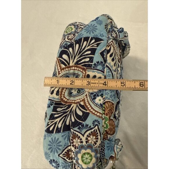Vera Bradley Quilted Small Backpack Magnetic Front Flap Blue Brown Floral Design - Picture 2 of 9